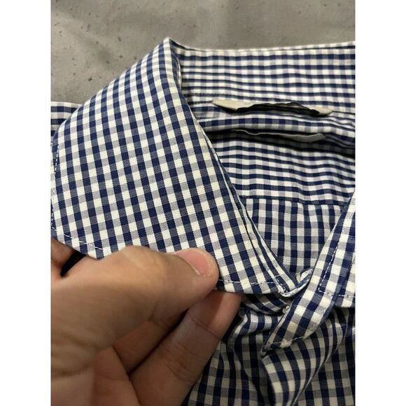 SUITSUPPLY Dress Shirt Blue Gingham Plaid Egyptian Cotton Size 15‎ 1/2 L - 39/7 - Picture 7 of 10